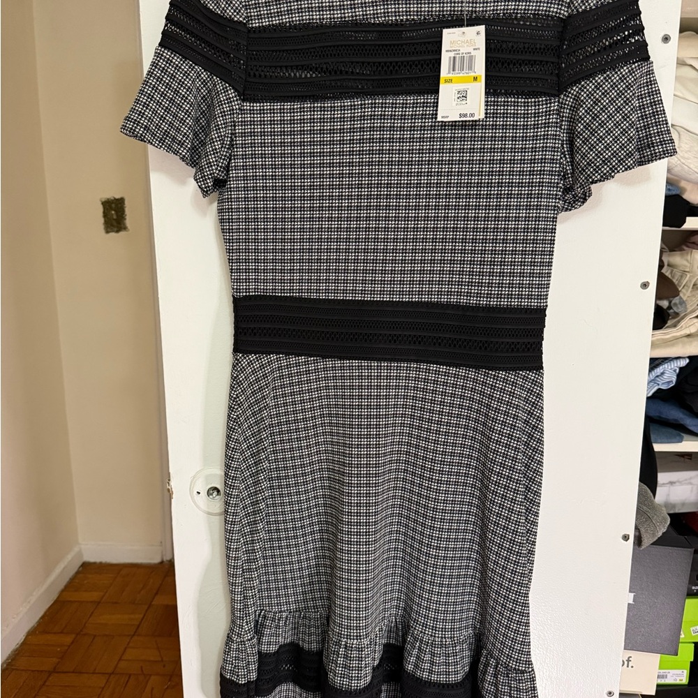 Michael Kors Black and White Patterned Dress